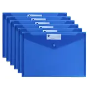 10PK Marbig Transparent Doculope Clip-Shut Folder A4 Paper Wallet/Sleeve Blue