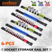HORUSDY 6Pc Socket Holder Sliding Rail Tray Organizer Clips Mountable Storage