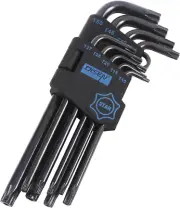 DISEN 9 Pieces Torx Star Allen Wrench Set, Long Arm Star Key Set T10-T50, Chrome
