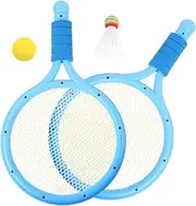 KICHOUSE 1 Set Tennis Racket Game Racquets Pickleball Sport Rackets Balls Badminton Mini Outdoor Educational Tennis Plastic Blue