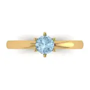 0.5Ct Round Cut, Gemstone Solitaire Promise Ring Yellow Gold, Anniversary Gift