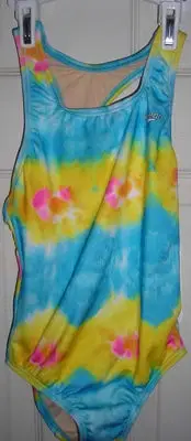 NWT Speedo Girls 1 Piece Racerback Tye dye Swimsuit SZ 6