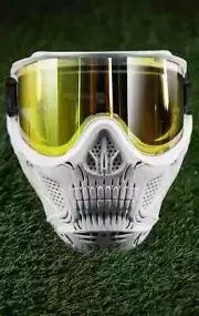 NEW HK ARMY HSTL SKULL GOGGLE "SAINT" - WHITE W/ GOLD LENS MASK