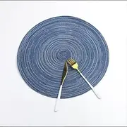 ZONADA Set of 12 Cotton and Polypropylene Woven Placemats - Versatile Table Protectors and Decorative Coasters (Blue)