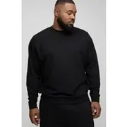 Mens Black Plus 260GSM Loopback Regular Fit Basic Sweat