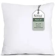 ROYALE LINENS Throw Pillow Insert 1 Pack 17 x 17 Inch Pillow Insert - Square Pillow - Bed & Couch Pillow - Sofa Pillow Insert - Decorative Pillow Insert - Inner Cushion - Pillow & Shams Stuffer White