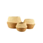 3pc Maine & Crawford Rebuck 23/28/39cm Bulb Basket Set Storage Natural White