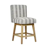 [OneWorld Collection] Cape Swivel Counter Stool Charcoal/White Stripe