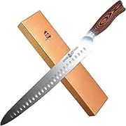 Slicing Knife, 12 inch Granton Carving Knives Hollow Ground for Meat Cutting, Kitchen Long Slicer & Carver, German Stainless Steel Pakkawood Handle, Gift Box Included - Fiery Series