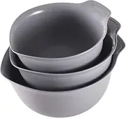 [KitchenAid] Universal Nesting Plastic Mixing Bowls, Set of 3, 2.5 Quart, 3.5 Quart, 4.5 Quart, Non Slip Base with Easy Pour Spout to Reduce Mess, Dishwasher Safe, Gray