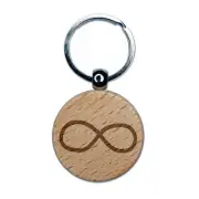 Infiniti Symbol Sketch Solid Engraved Wood Round Keychain Tag Charm