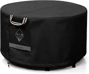 QH.HOME Fire Pit Cover Round Super Waterproof, 48" D X 24" H Outdoor Round Firepit Cover 600D Strong Tear Resistant, UPF 50+ Fire Pit Covers Premium Fading Resistant for Outdoor Fire Pit - Black