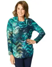 [Fella Hamilton] Chevy Cowl Neck Long Sleeve Top in Blue