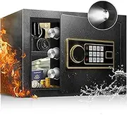 Safe Box 1.8 Cu Ft Fireproof Waterproof for Home Personal Steel Safety Box with Electronic Digital Keypad Sensor Light, Removable Shelf, Security Box with Combination Lock