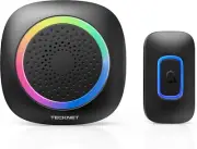 Wireless Doorbell, Portable Doorbell with RGB Light, Battery Powered IP66 Waterp