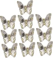 WOONEKY 10Pcs Butterfly Nail Art Charms Crystal Rhinestone Manicure DIY Decoration Premium Nail Accessories for Home Use