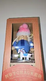 World Market Happy Hygge Gnome Nutcracker Lights Up Pink Hat Unicorn NEW In Box