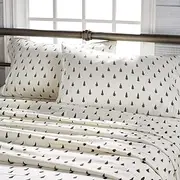 G.H. Bass Spruce Trees 100% Cotton Flannel Sheet Set, Flat, Fitted, 2 Pillowcases, Queen, Forest Green