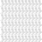 [ASMIZ] 72 Pairs White Mens Crew Socks, Quarter Ankle Sock Bulk, Moisture Wicking Unisex Athletic Socks, Calf Sock for Casual Sports Homeless, White, One size