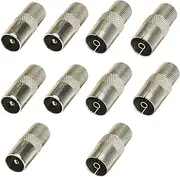 10pcs Female to Male TV Aerial Coaxial Coupler for Antenna and Satellite Cables - T/F Screw Connector Socket to RF Coax Adapter
