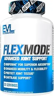 Evlution Nutrition Flex Mode, Advanced All-In-One Joint Support, Mobility & Pain Relief, Glucosamine, Chondroitin, Turmeric, MSM, Boswellia, Hyaluronic Acid (90 Capsules)