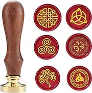 Dara Knot Wax Seal Stamps with1 Hilt, Represent Strength and Endless Loyalty, Love, for Wedding Invitations Card Envelope Decoration (6 Heads And 1 Hilt)
