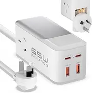 65W USB C GaN Powerboard - USB-C Fast Charging Station with 2-Outlet, 60W/45W/30W/25W/20W USBC Power Strip, USBC Wall Charger AU Plug Compatible with MacBook, Lenovo, Samsung, iPhone,Pixel,iPad