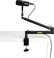 Shure by Gator Premium Low-Profile Desktop Mic Boom Stand; Fully Adjustable for Podcast, Streaming, and Home Office Setups (SH-BROADCAST2)