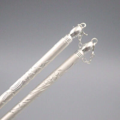 Real S999 Silver Chopsticks Home Tableware Dragon Pattern Crafts Chopsticks