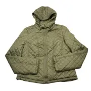 Ambiance Jacket Womens S Army Green Long Sleeve Gingham Pocket Full Zip