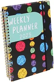 WEKADRIN Monthly Planner Notebook with Double Wire Binding Flat Lay Design University Ruled Pages Stylish Organizer for Teachers College Supplies Schedule Agenda Notepad