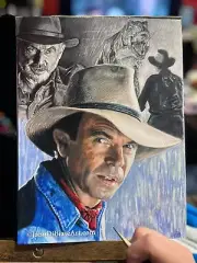 Sam Neill as Dr. Alan Grant Jurassic Park Pencil Drawing 9” x 12” Portrait Art