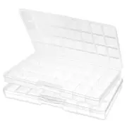 32 Grids Plastic Organizer Box with Dividers, 2 Pack Clear Bead Storage Conta...