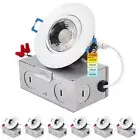 Luxrite 3 Inch Gimbal LED Recessed Light 8W 5CCT 2700K-5000K 600 IC ETL (6 Pack)