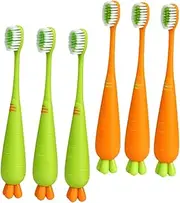 Gogogmee Cartoon Carrot Toothbrush Set 6 Boys and Girls' Soft Bristle Toothbrushes for Oral Hygiene