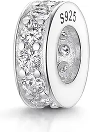 [MATERIA by Matthias Wagner] Spacer Bead Silver 925 Zirconia Materia - White Beads 3 x 8 mm Silver with Zirconia Stones Between Item 907