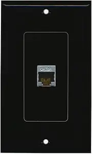 RiteAV CAT 6A 1 Port Shielded Cat6a Wall Plate 1 Gang Decorative - Black