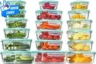 18 Pack Glass Meal Prep Containers Airtight Bento Boxes with Leak Proof Lids