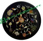 12" Black Marble Coffee Table Top Geometric Design Inlay fancy Corner Table