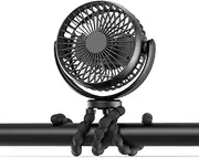 JOZUTTOW Portable Stroller Fan, 3 Speed 360°Rotate Mini Portable Fan, Rechargeable Battery Powered Fan, Handheld Fan with Flexible Tripod, Mini Personal Fan For Car Seat Crib Treadmill Travel