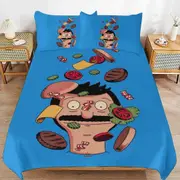 a1553 Bob\'s Burgers Duvet Cover Set, 3 Piece Bedding Set 86x70" Double Sided Printing Decorative Comforter Cover Set (1 Duvet Cover + 2 Pillow Shams)