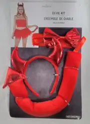 Devil Costume Kit Tail, Horns, And Bow Tie Dress Up Halloween Costume Accessory