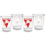 AFL Shot Glass Set of 4 - Sydney Swans - 50ml