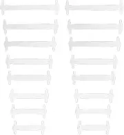 [Generic] 16pcs Elastic Shoelaces Footwear Accessory No Tie Lacing Buckle Parts, White