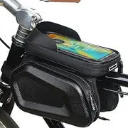 SHENMAIDAY Bicycle Phone Bag, Waterproof Bicycle Bag Phone Holder, EVA Hard Shell Bicycle Frame Bag, Mountain Bike Accessories with rain Cover, Compatible with Mobile Phones Below 17.5 * 9cm