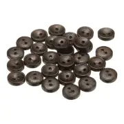 30pcs Wooden Sewing Button 11.5mm 2 Holes Round Craft Buttons, Deep Brown