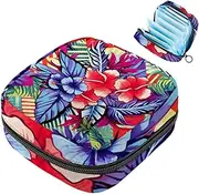 Period Bag,Sanitary Napkin Storage Bag,Colored Leaves Tropical Flowers,Tampon Holder for Purse