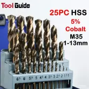 25 PC HSS Drill Bit Set M35 5% Cobalt, 1-13mm Quality Heavy Duty Bit, Metal Case