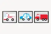 3 x A4 Nursery/Baby/Kids Bedroom Wall Prints Emergency Vehicles Police Gift