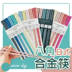 【Warm day life】2入組 夢幻莫蘭迪色 八角筷子組 一組五雙 筷子(日式筷 合金筷 八角筷 耐熱筷 環保筷)